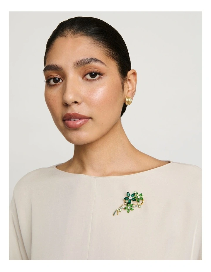 Flower Posy Brooch in Green image 3