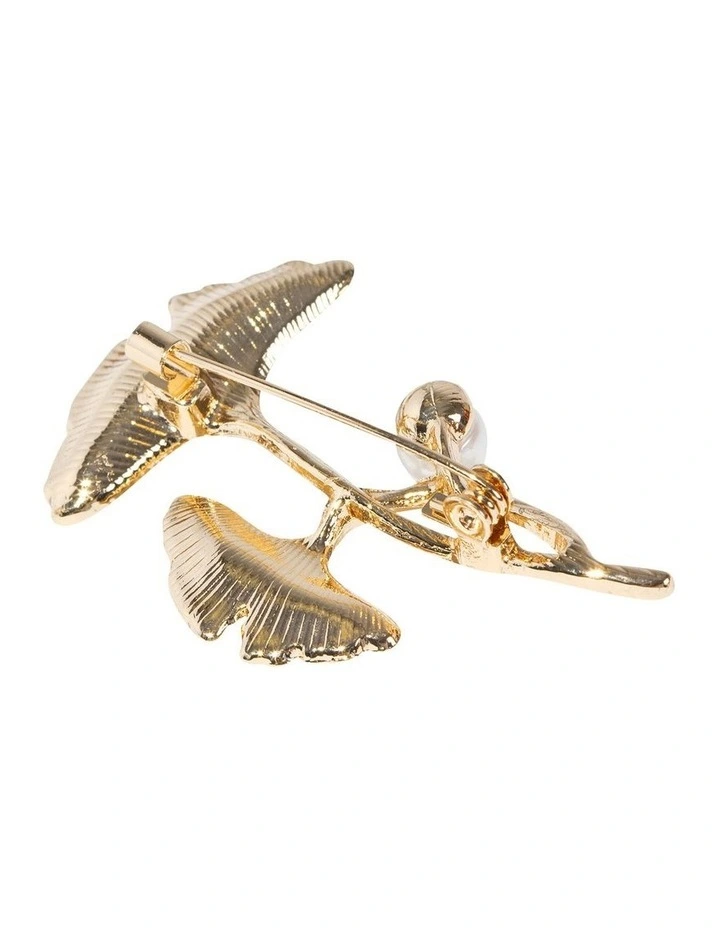 Ginkgo Pearl Leaf Brooch in Multi image 3