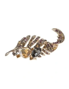 Stone in Leaf Brooch in Multi