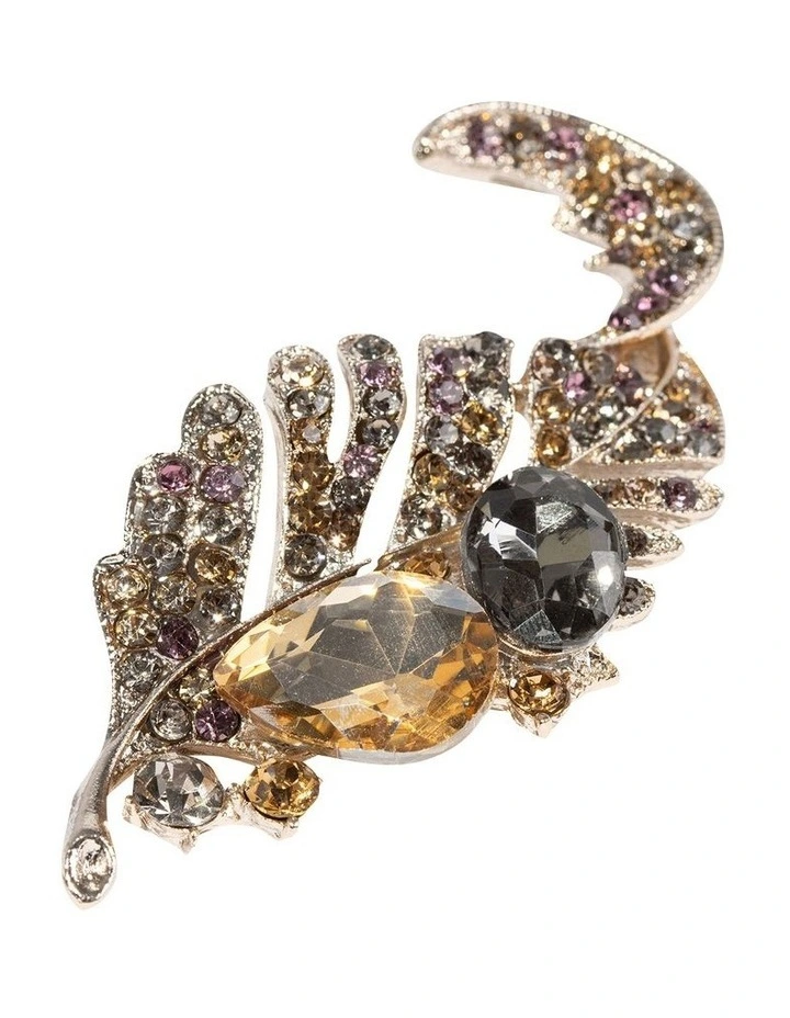 Stone in Leaf Brooch in Multi image 2