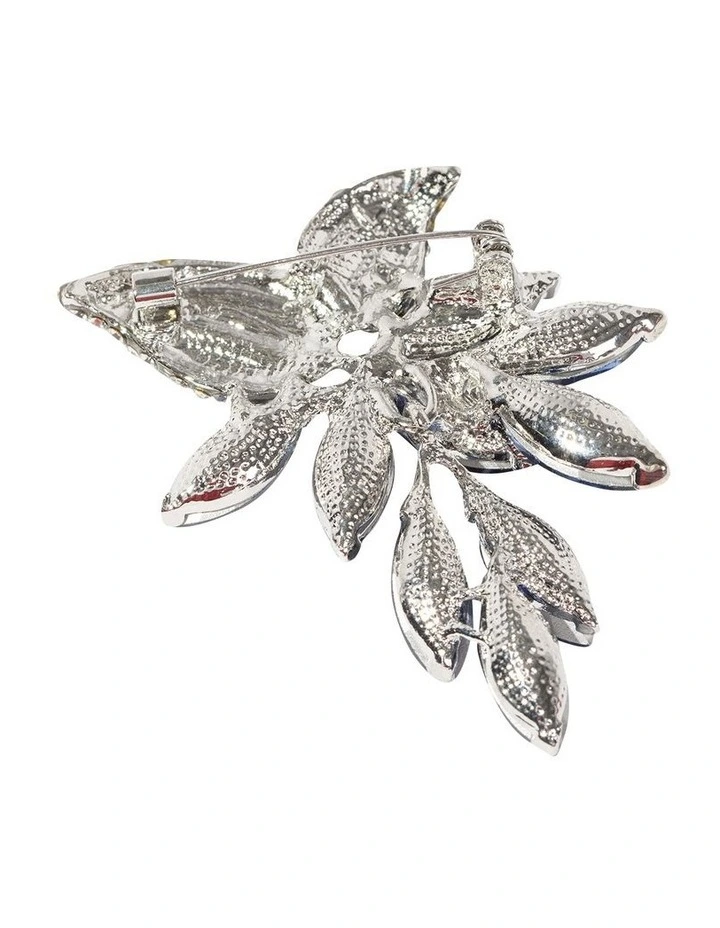 Swaying Crystal Leaf Brooch in Blue image 3