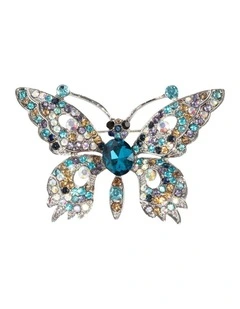 Gemstone Butterfly Brooch in Multi