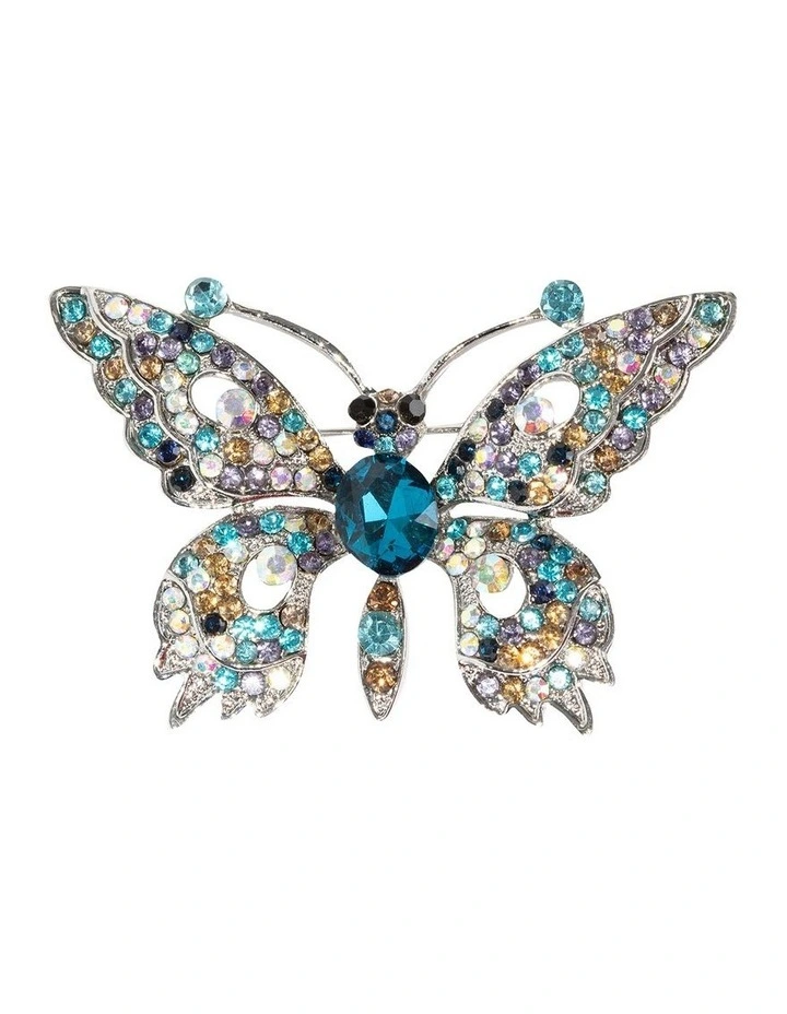 Gemstone Butterfly Brooch in Multi image 1