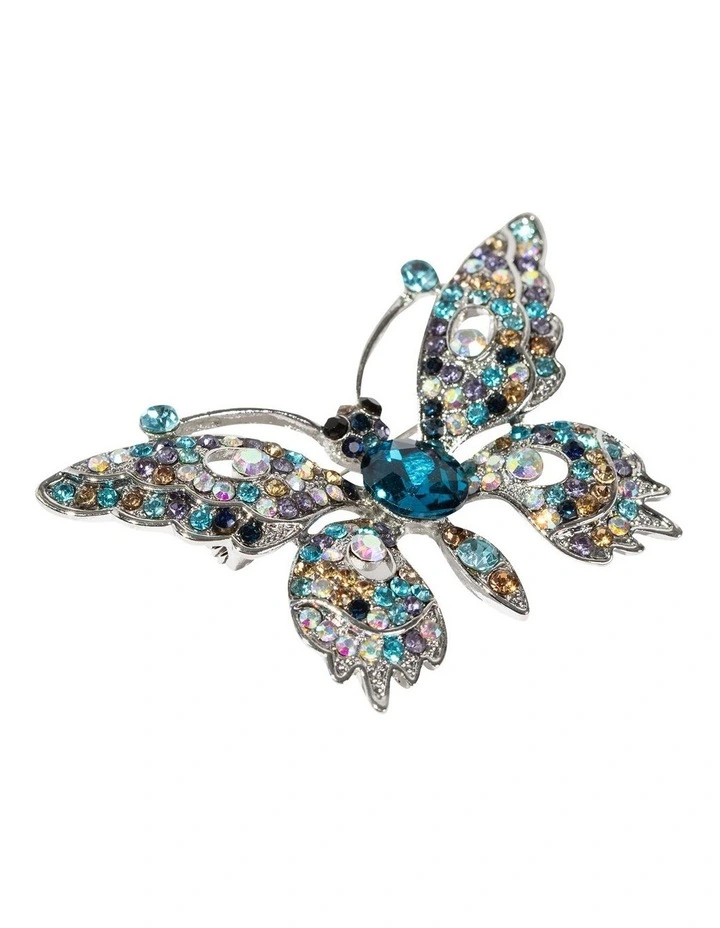 Gemstone Butterfly Brooch in Multi image 2