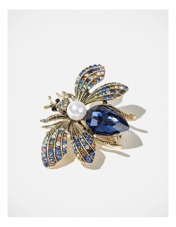 Barcs Hues Insect Brooch in Blue image 2