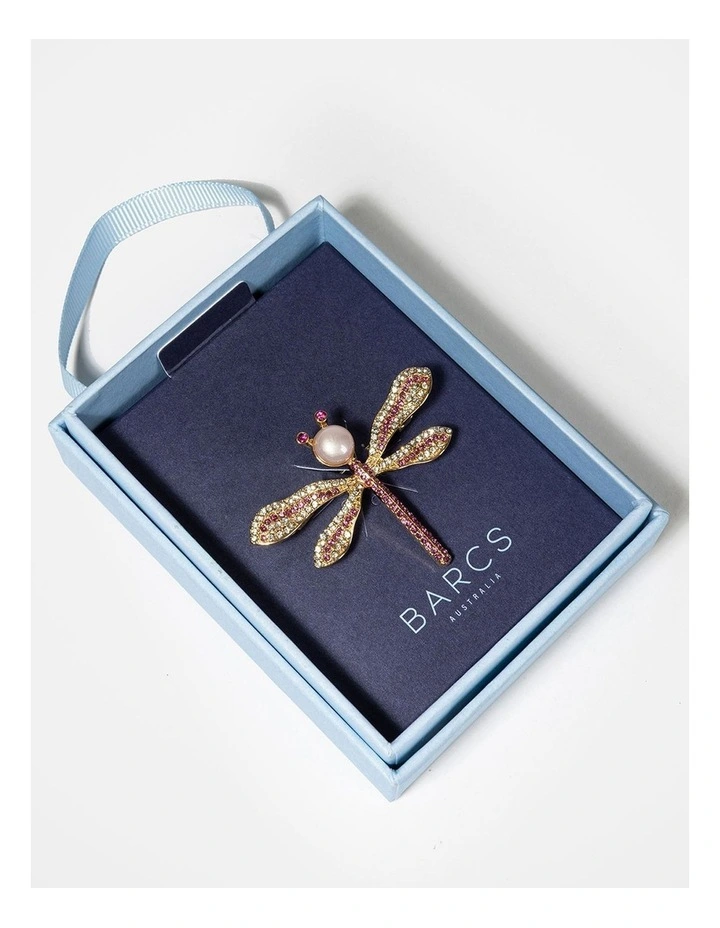 Barcs Petite dragonfly brooch BA02087PBPNKO in Pink image 4