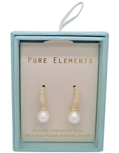 Timeless Drop Pearl Earrings in White