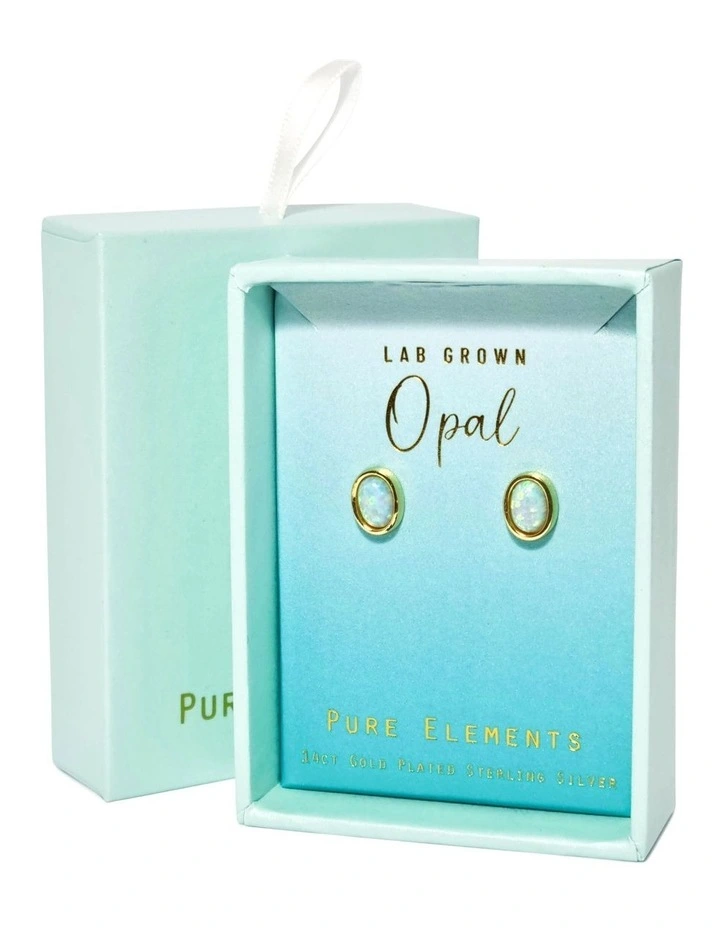 Lab Oval Studs in Opal Gold image 1