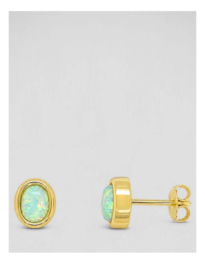 Lab Oval Studs in Opal Gold image 1