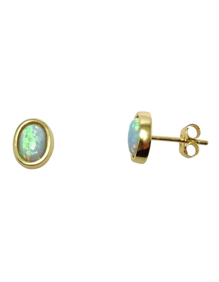 Lab Oval Studs in Opal Gold image 3