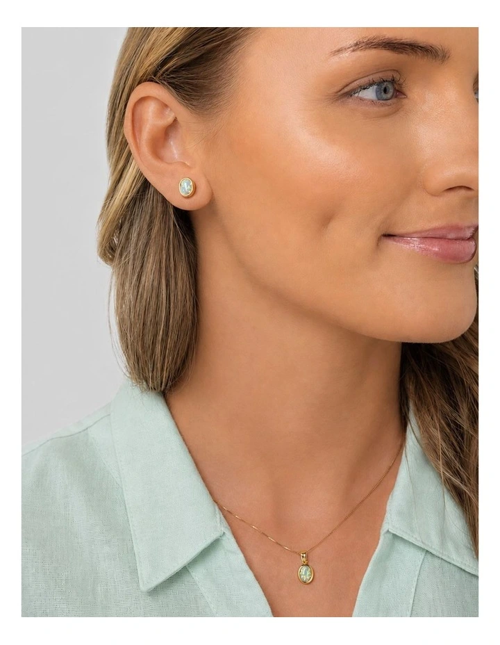 Lab Oval Studs in Opal Gold image 3