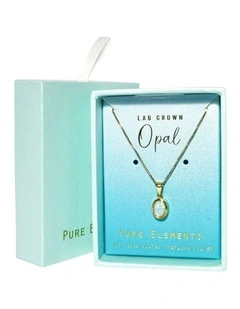 Lab Oval Pendant in Opal Gold