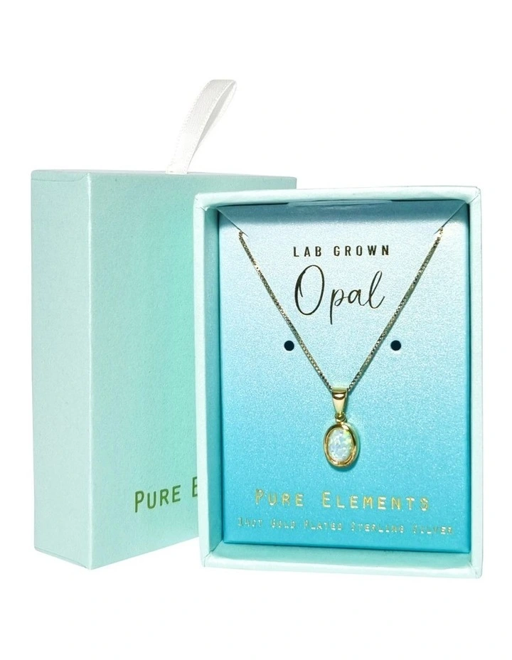 Lab Oval Pendant in Opal Gold image 1