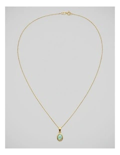 Lab Oval Pendant in Opal Gold