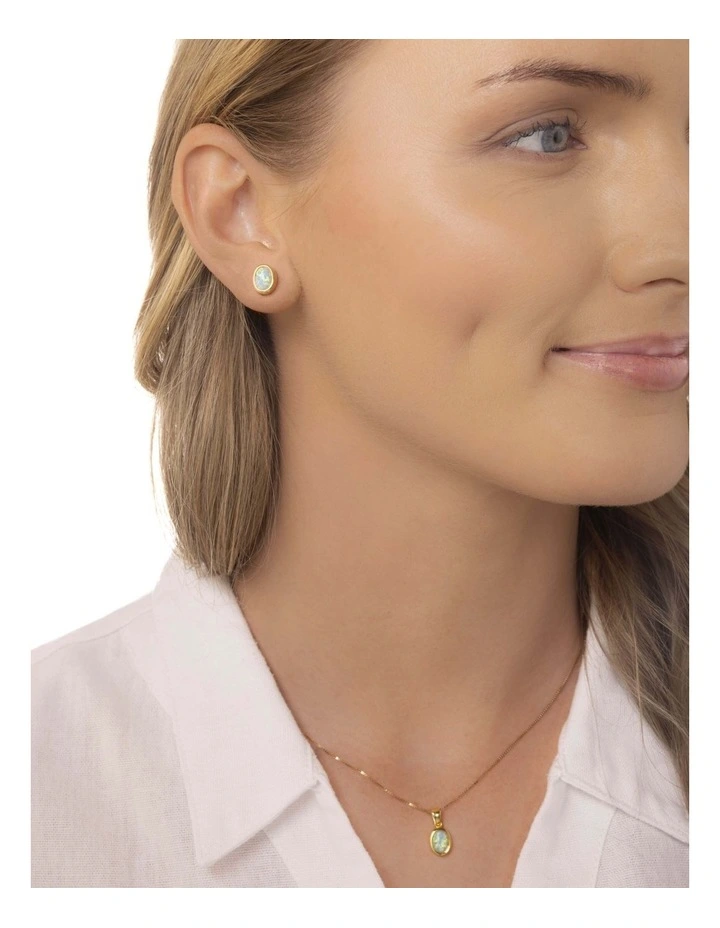 Lab Oval Pendant in Opal Gold image 2