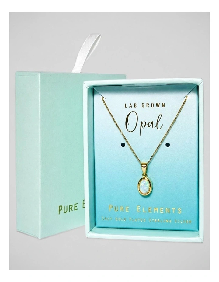 Lab Oval Pendant in Opal Gold image 2