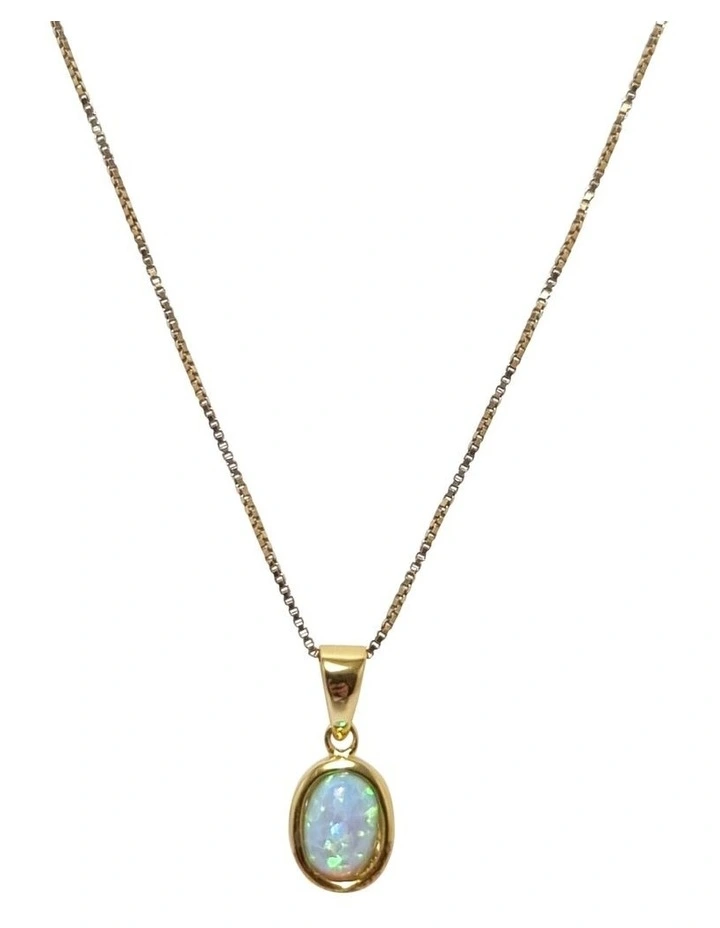 Lab Oval Pendant in Opal Gold image 3