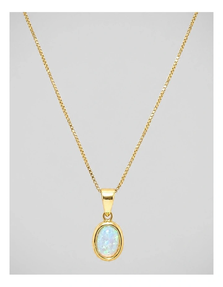 Lab Oval Pendant in Opal Gold image 4