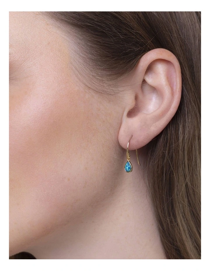 Opal Hook Earrings in Gold image 2