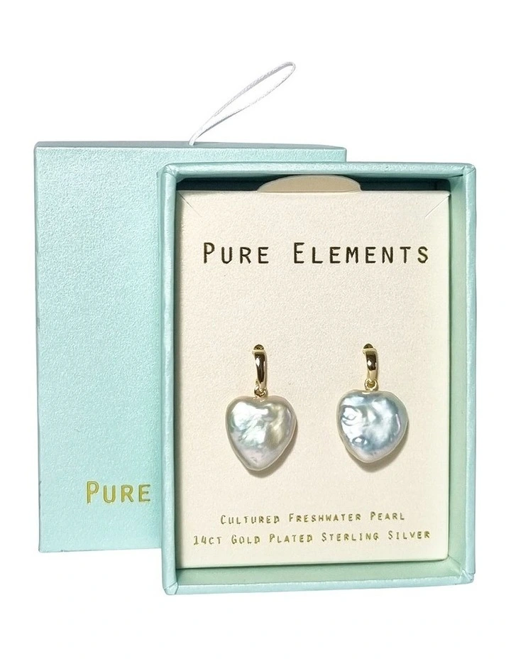 Unique Heart Pearl Earrings in White image 1