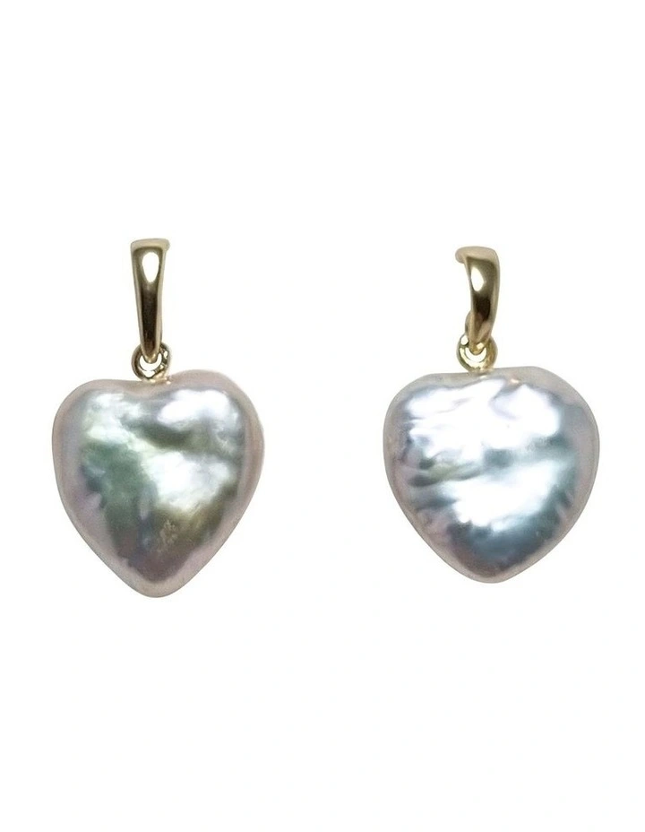 Unique Heart Pearl Earrings in White image 3