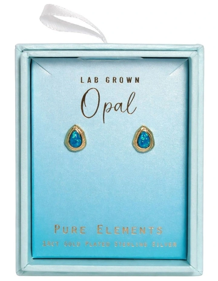 Teardrop Opal Stud Earrings in Multi image 1