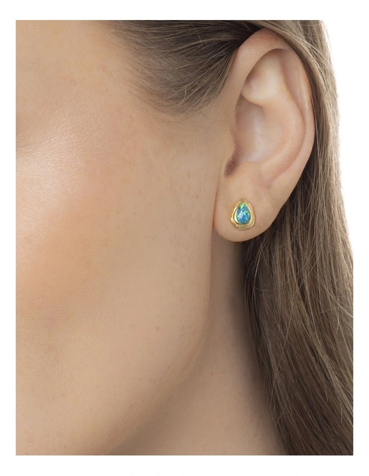 Teardrop Opal Stud Earrings in Multi image 2