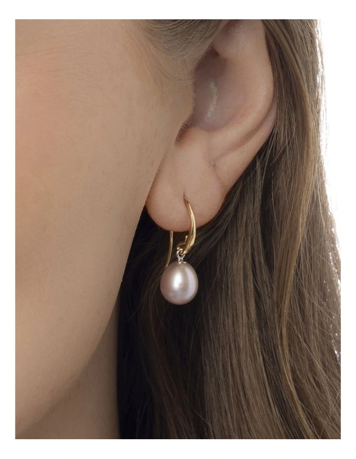 Pearlicious Natural Rose Hook Earrings in Pink image 2