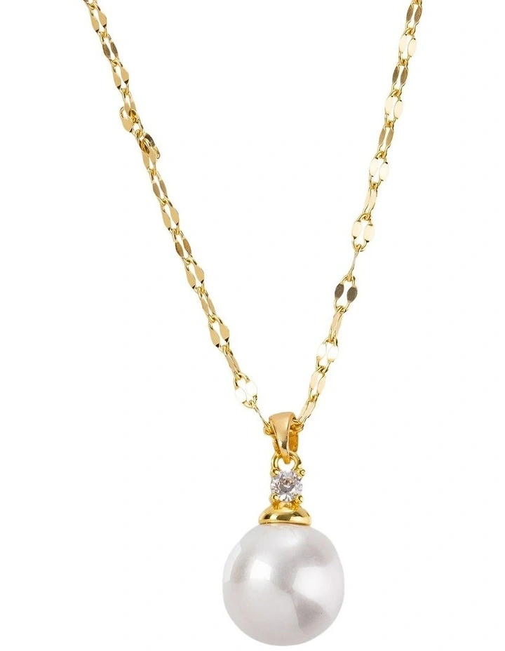 GJNE008M - CZ Stud And Necklace Set in Gold image 3