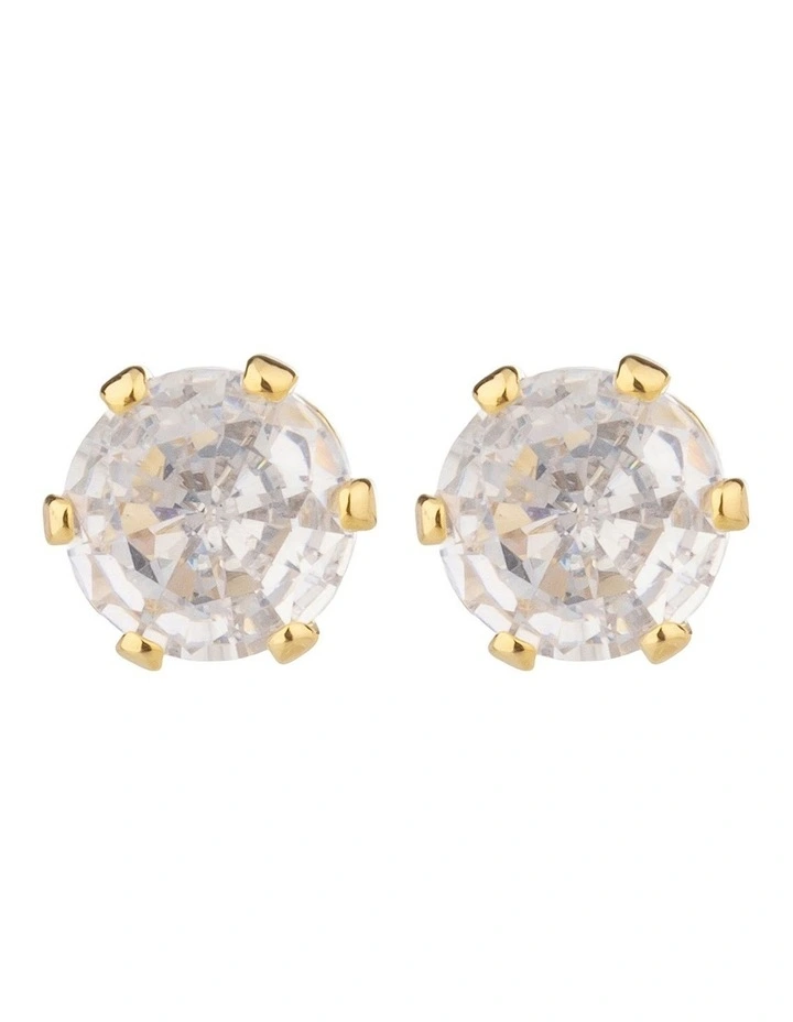GJNE008M - CZ Stud And Necklace Set in Gold image 5
