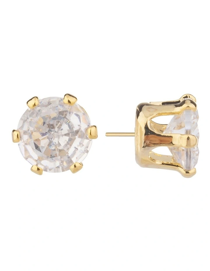 GJNE008M - CZ Stud And Necklace Set in Gold image 6