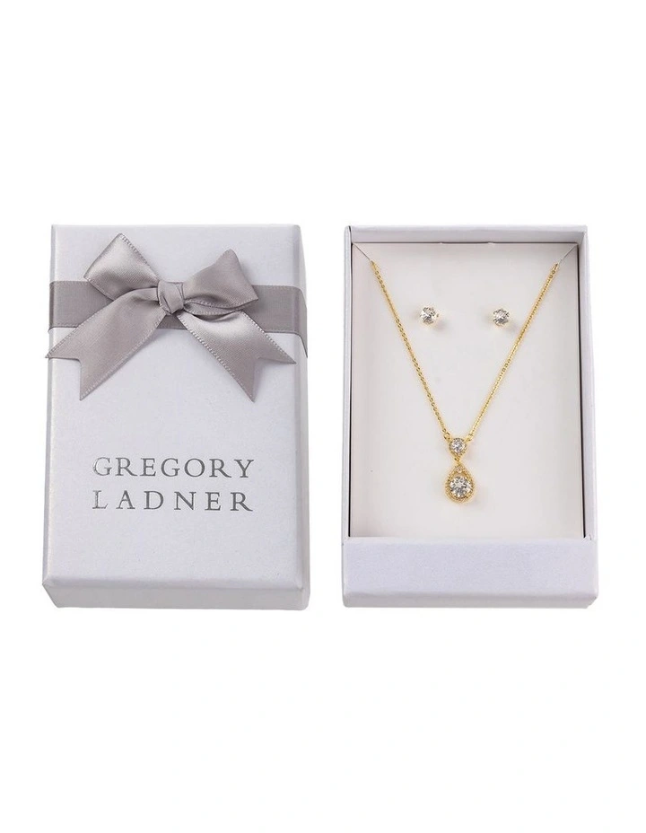 Cz Stud And Pendant Box Set Gjne006M in Gold image 1