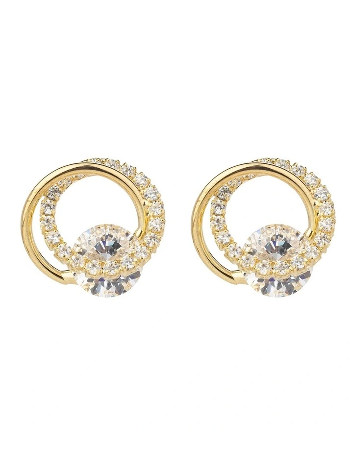 Gregory Ladner Double CZ Circle Earring And Necklace Set GJBF012M in Gold image 2