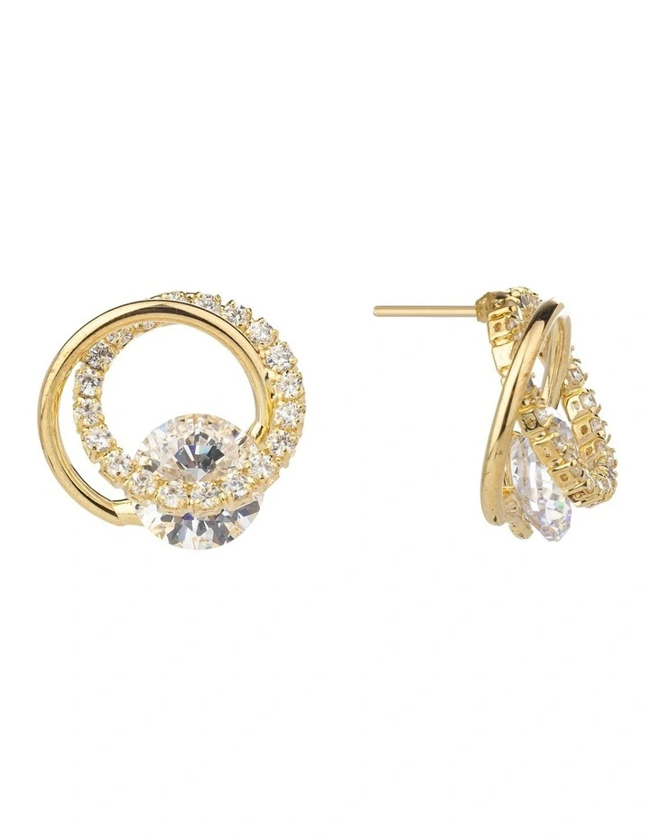 Gregory Ladner Double CZ Circle Earring And Necklace Set GJBF012M in Gold image 3