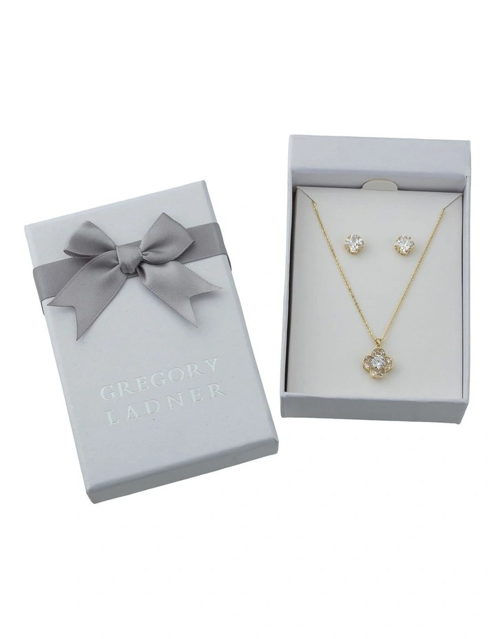 Gregory Ladner CZ Clover Gift Box Set GJNF014M in Gold image 1