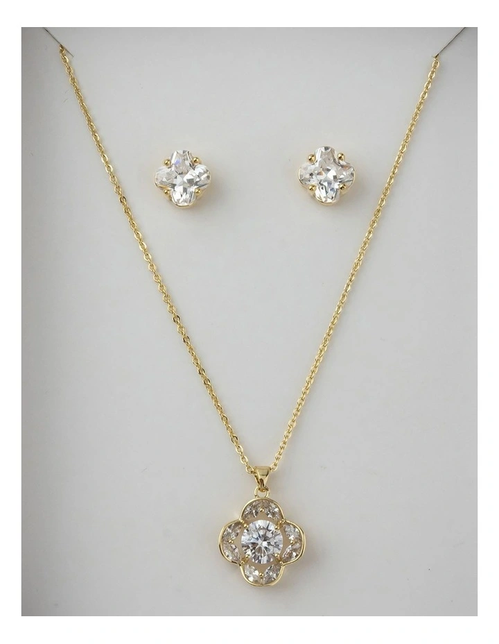 Gregory Ladner CZ Clover Gift Box Set GJNF014M in Gold image 6