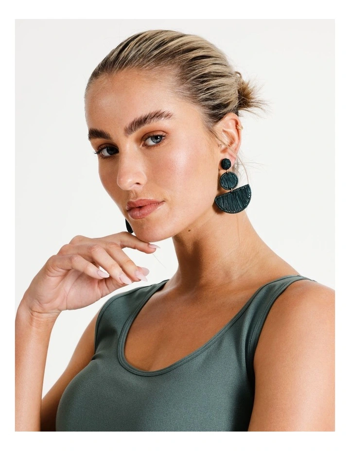 Raffia Earring in Khaki image 2
