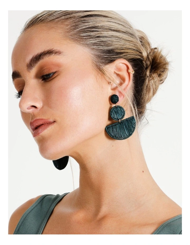 Raffia Earring in Khaki image 4