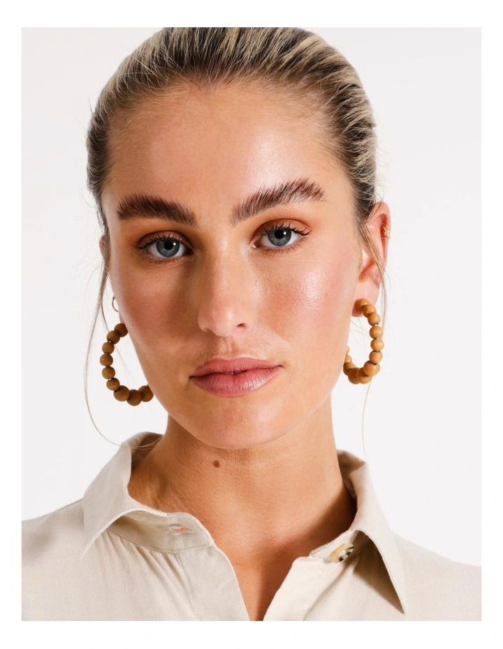 Ball Earring in Brown image 2