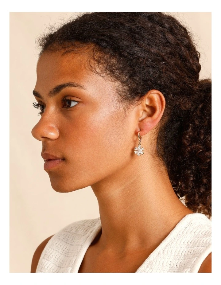 Floral Drop Earrings in Gold image 2