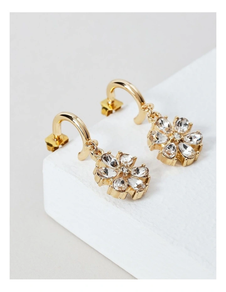Floral Drop Earrings in Gold image 3