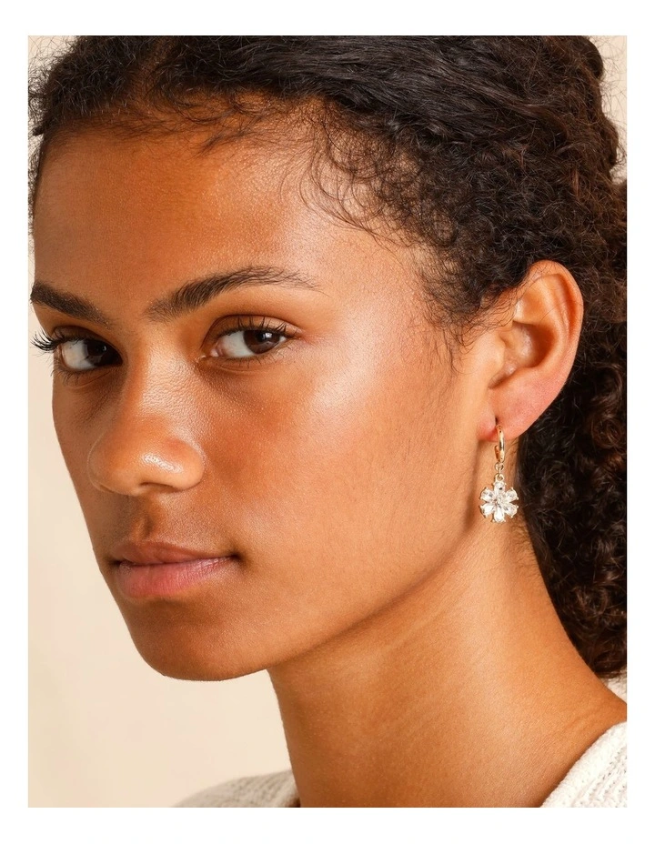 Floral Drop Earrings in Gold image 4