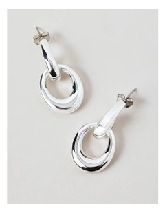Circle Drop Earrings in Silver