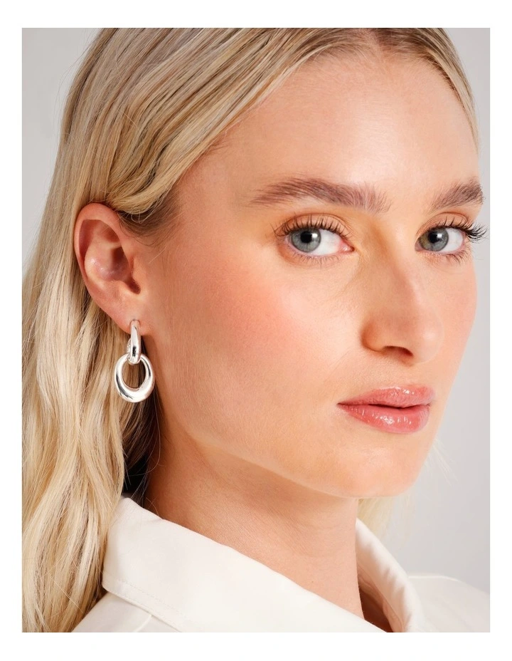 Circle Drop Earrings in Silver image 2
