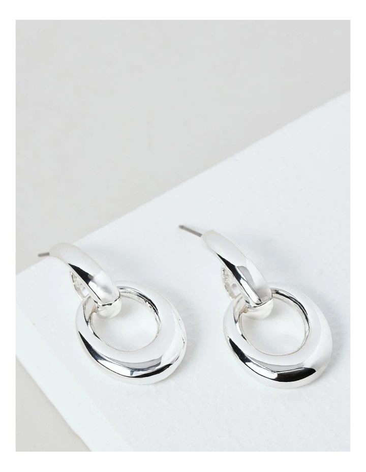 Circle Drop Earrings in Silver image 3