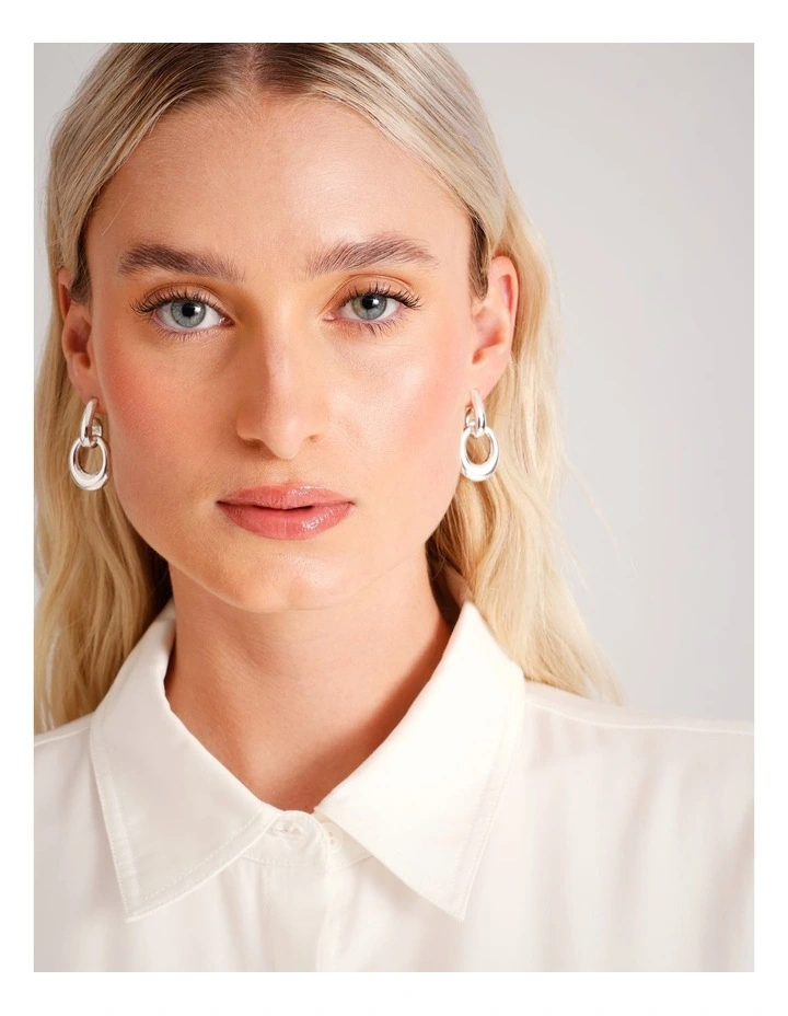 Circle Drop Earrings in Silver image 4