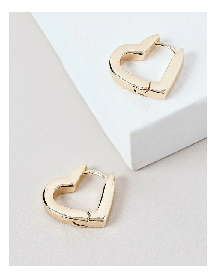 Heart Mini Hoop Earrings in Gold image 1