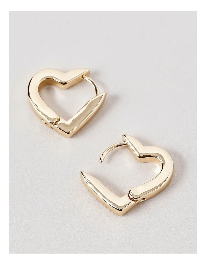 Heart Mini Hoop Earrings in Gold image 3