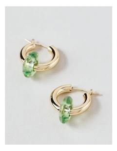 Coloured Disc Hoop Earring in Gold