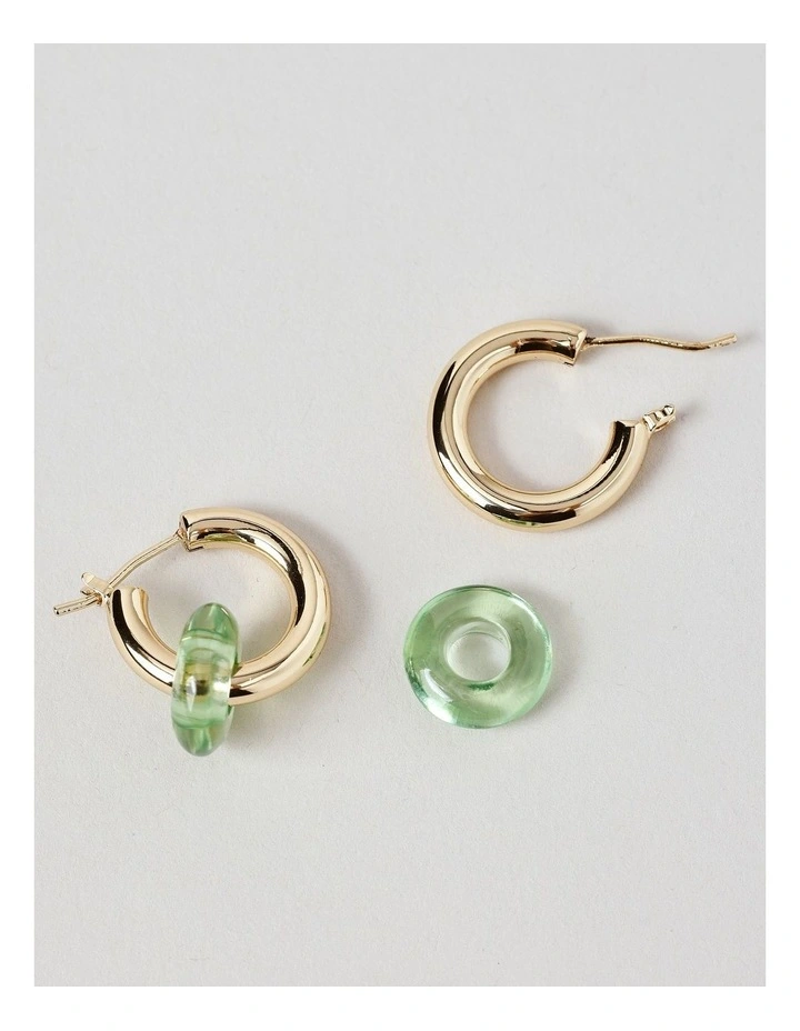 Coloured Disc Hoop Earring in Gold image 3